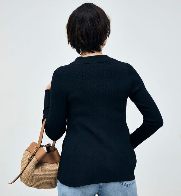 NOLLEY'S sophi「《手洗い可能》リブフレアスキッパーポロ襟カーディガン」|カーディガン|