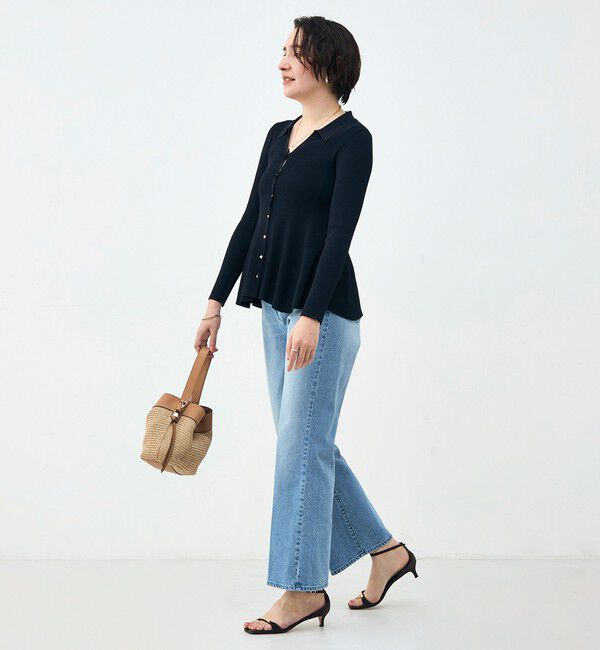 NOLLEY'S sophi「《手洗い可能》リブフレアスキッパーポロ襟カーディガン」|カーディガン|