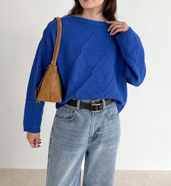 fredy emue「LINEN混ハート透かし柄ニット」|ニット・セーター|