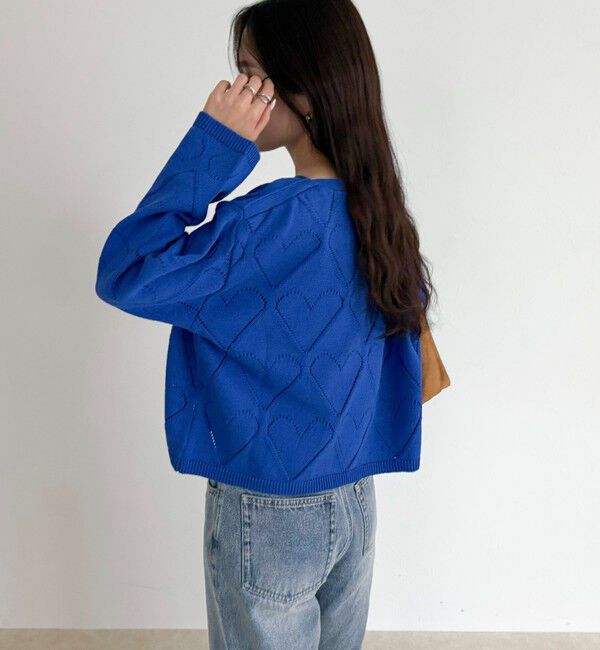 fredy emue「LINEN混ハート透かし柄ニット」|ニット・セーター|