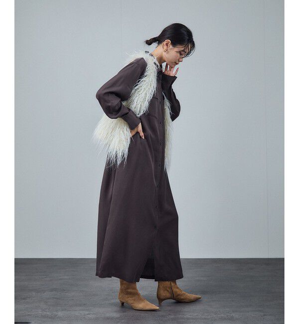 SALON adam et rope'「【W S（ドゥーブル）】ポインテッドトゥ レザーヒールショートブーツ」|ロングブーツ|