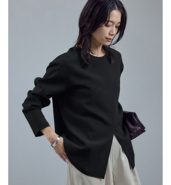 SALON adam et rope'「ダブルクロスロングTシャツブラウス / セットアップ対応」|シャツ・ブラウス|ブラック(01)