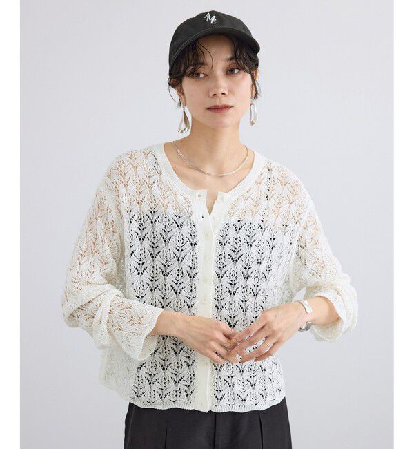 SALON adam et rope'「コードヤーンクロシェカーディガン」|カーディガン|ホワイト(10)