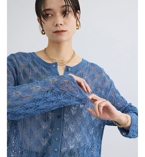 SALON adam et rope'「コードヤーンクロシェカーディガン」|カーディガン|ブルー(44)