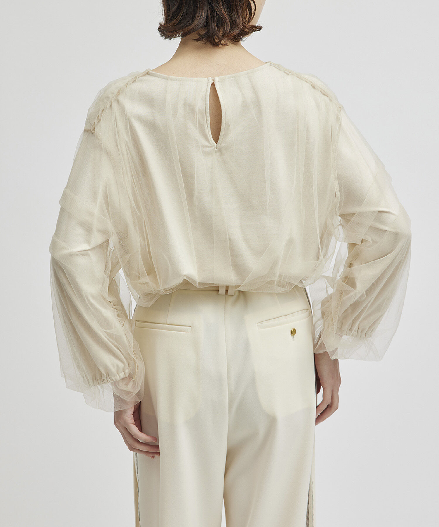 ROPE「チュールレイヤードブラウスライクカットソー」|Tシャツ・カットソー|