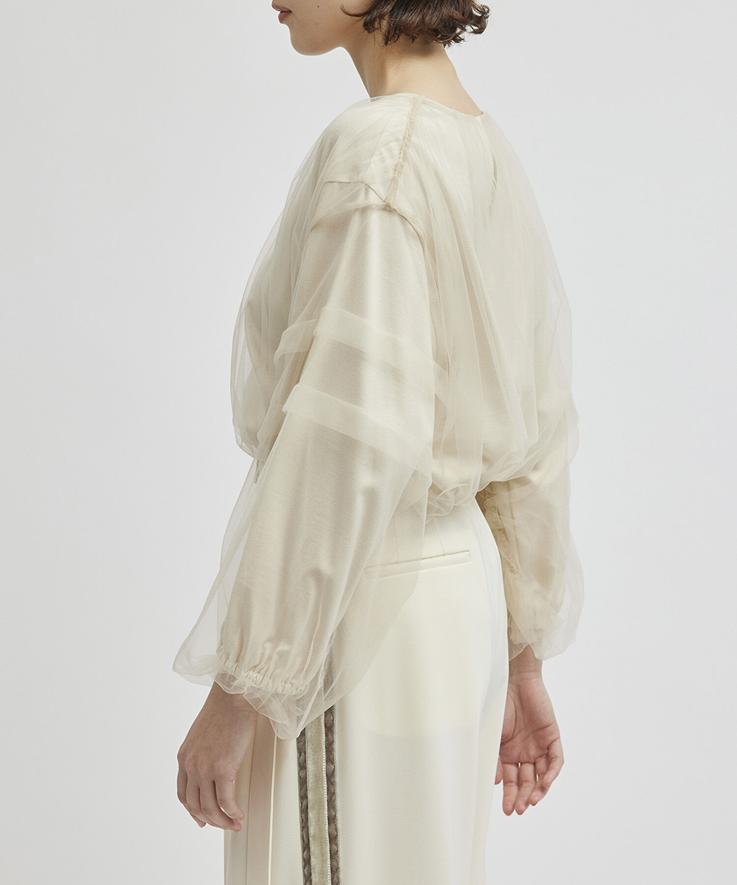 ROPE「チュールレイヤードブラウスライクカットソー」|Tシャツ・カットソー|