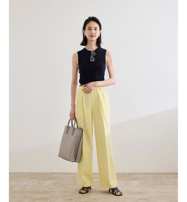 ROPE「レーヨンリネン センタープレスパンツ【セットアップジャケット・ワンピース対応】」|チノ|