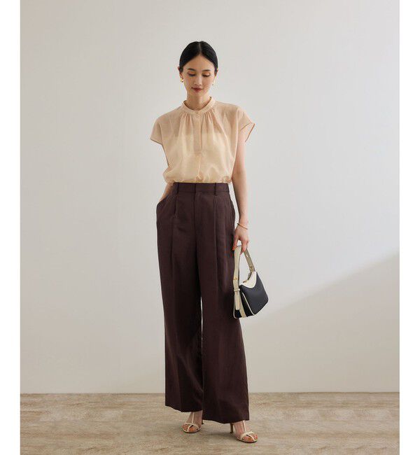 ROPE「レーヨンリネン センタープレスパンツ【セットアップジャケット・ワンピース対応】」|チノ|