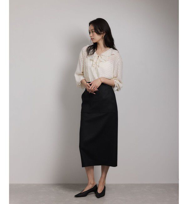 ROPE「[美人スカート]ウールレーヨンポケット付きタイトスカート(無地)/イージーケア・セットアップ対応」|スカート|