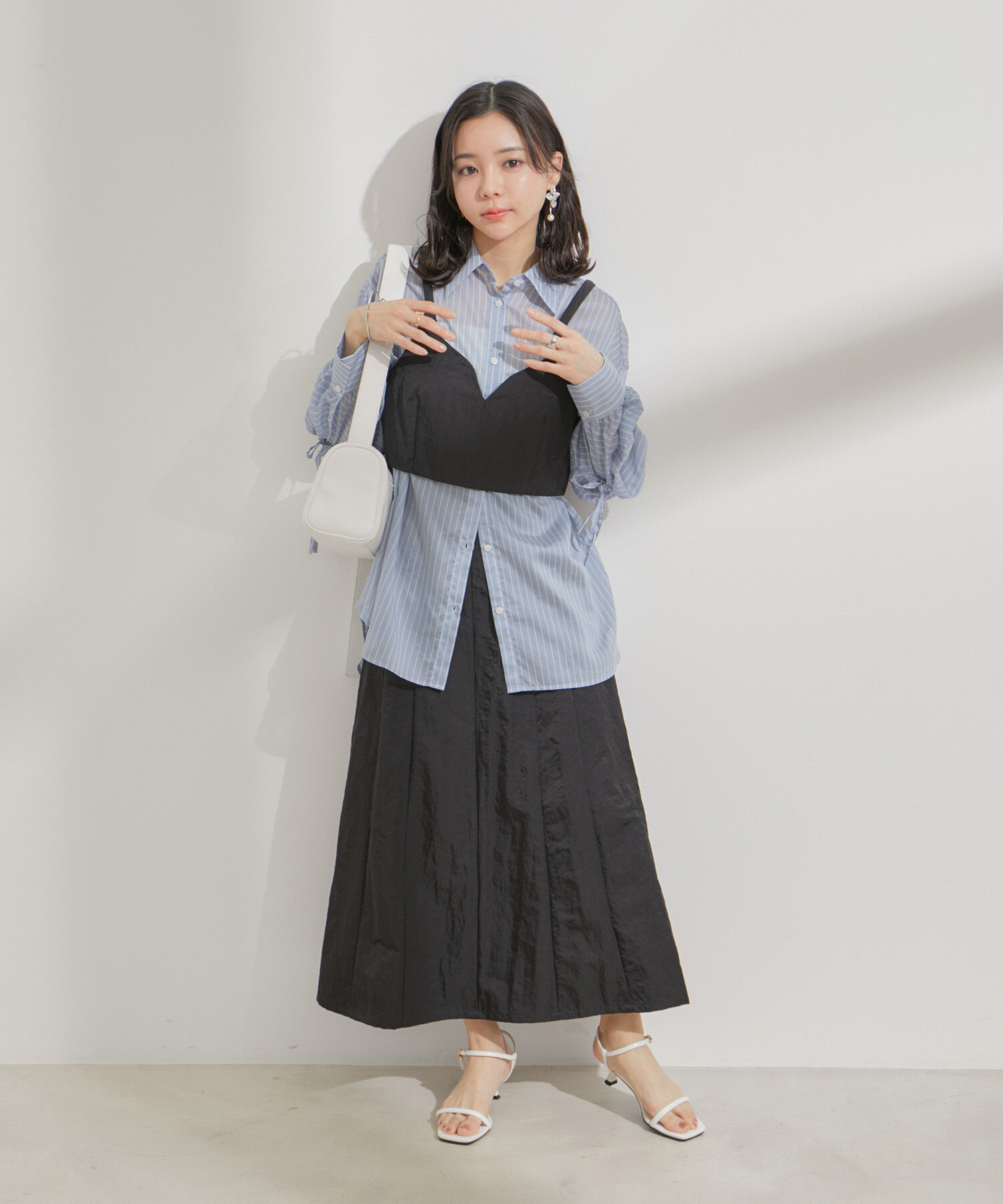 VIS「【セットアップ対応】ナイロンビスチェ【洗える】」|キャミソール|