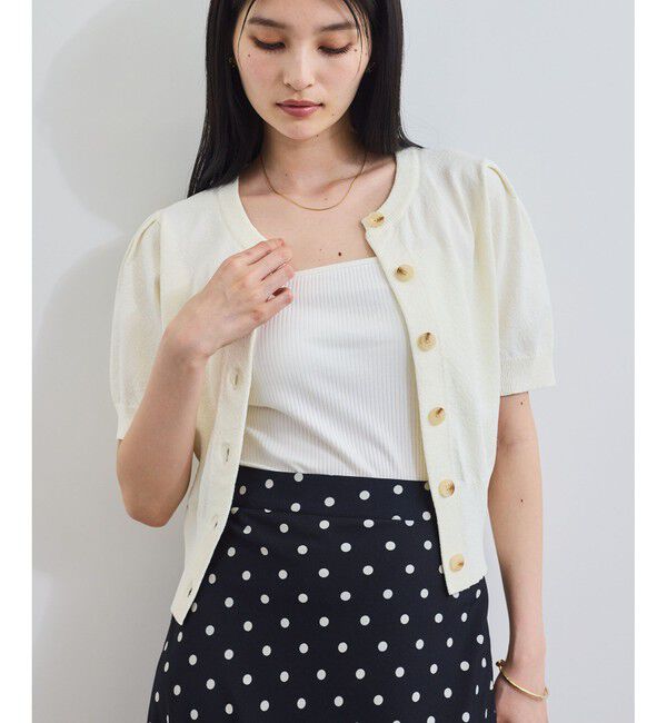 VIS「【UVケア/洗える】ハーフスリーブニットトップスカーディガン」|カーディガン|オフホワイト(15)