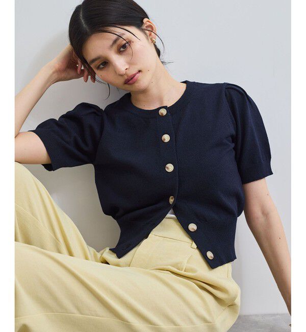 VIS「【UVケア/洗える】ハーフスリーブニットトップスカーディガン」|カーディガン|ネイビー(40)