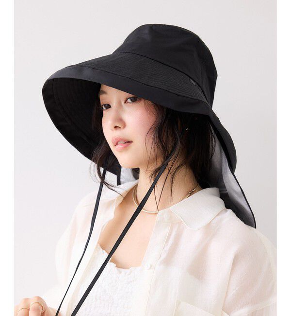 VIS「【WEB限定】ネック＆フェイスカバーつきUVハット/遮熱・UVカット・撥水」|ハット|ブラック(01)