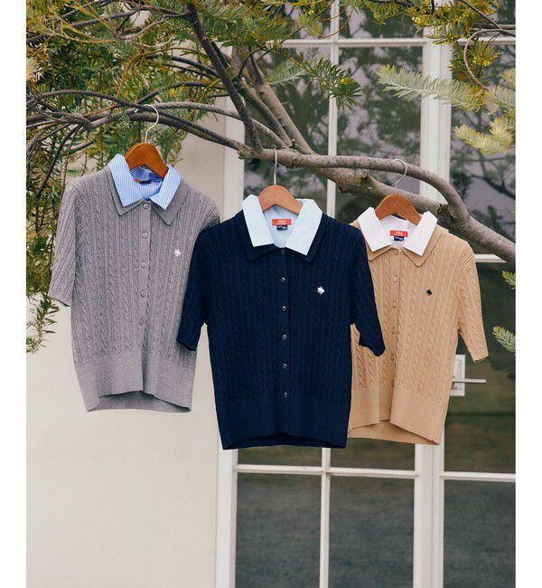 VIS「【POLO BCS】VIS別注ケーブルドッキング衿付きカーディガン」|カーディガン|