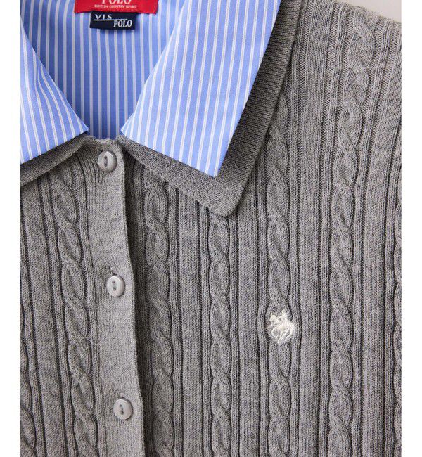 VIS「【POLO BCS】VIS別注ケーブルドッキング衿付きカーディガン」|カーディガン|