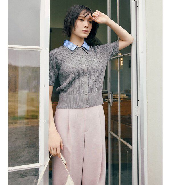 VIS「【POLO BCS】VIS別注ケーブルドッキング衿付きカーディガン」|カーディガン|