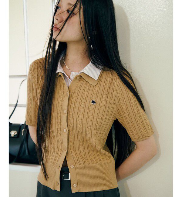 VIS「【POLO BCS】VIS別注ケーブルドッキング衿付きカーディガン」|カーディガン|ベージュ(27)