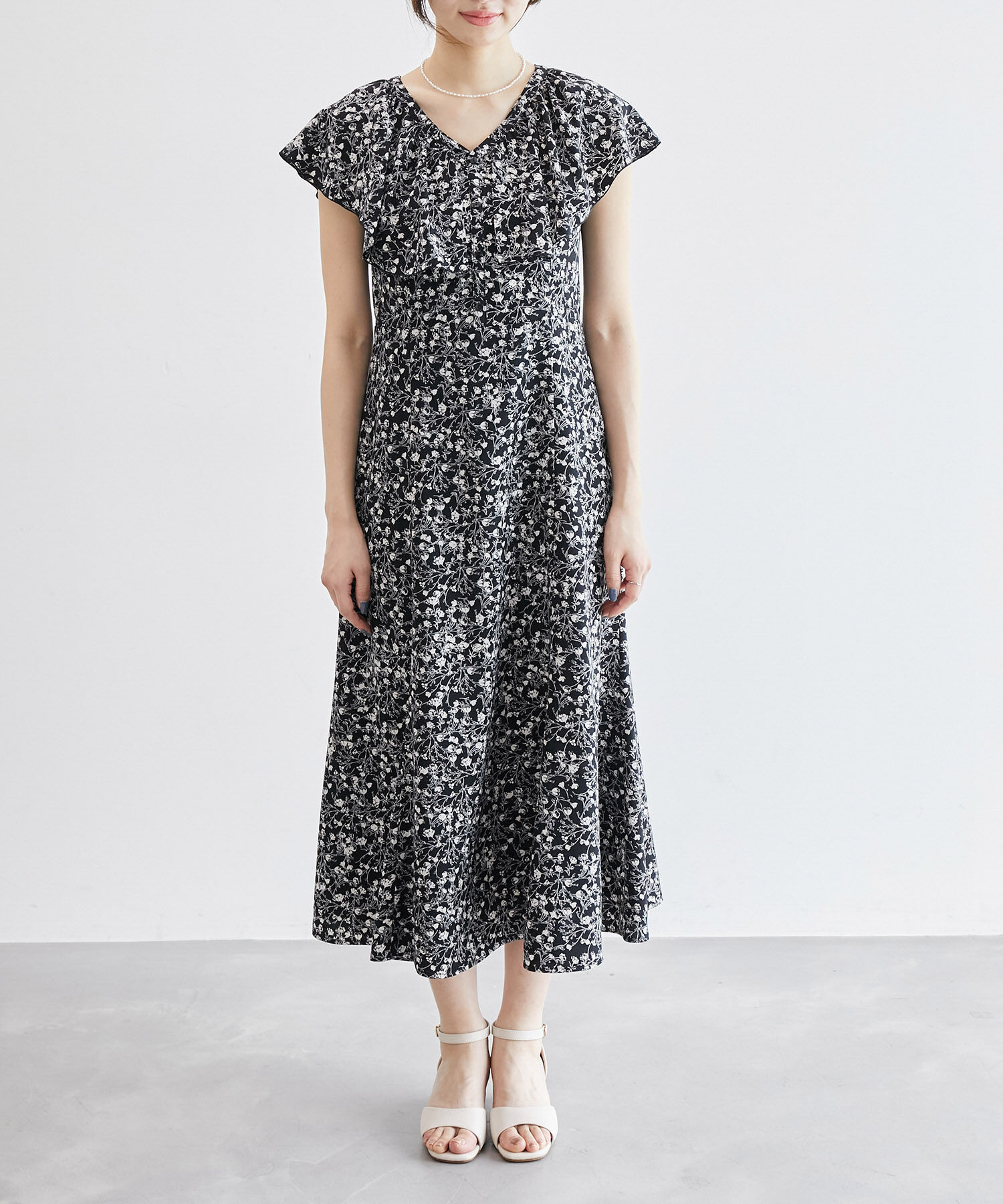 Rope&rsquo;Picnic「フラワープリントラッフルワンピース/リンクコーデ」|ワンピース|