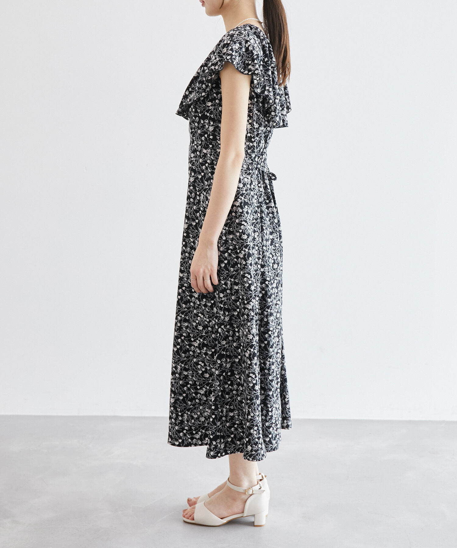 Rope&rsquo;Picnic「フラワープリントラッフルワンピース/リンクコーデ」|ワンピース|