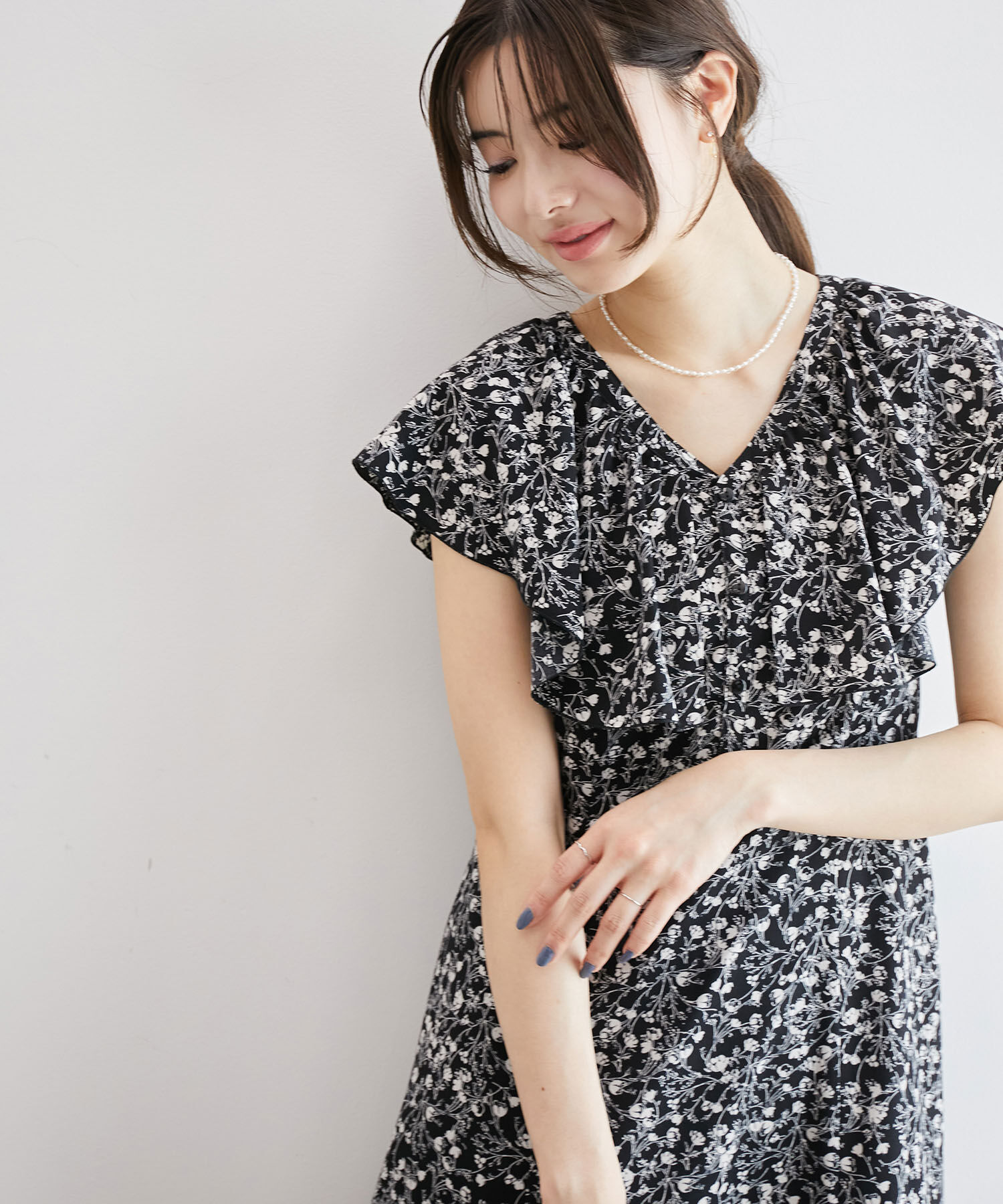 Rope&rsquo;Picnic「フラワープリントラッフルワンピース/リンクコーデ」|ワンピース|