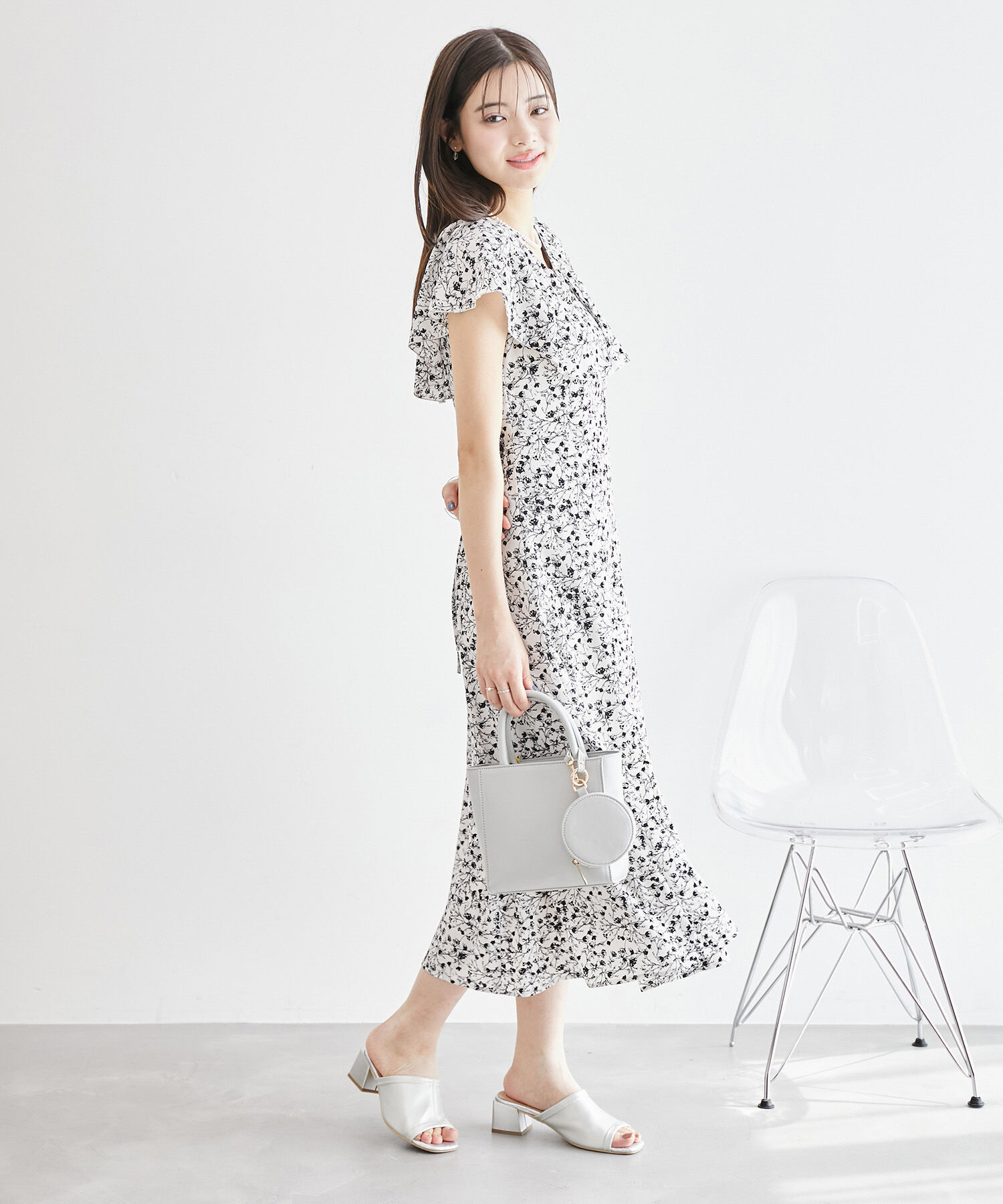 Rope&rsquo;Picnic「フラワープリントラッフルワンピース/リンクコーデ」|ワンピース|