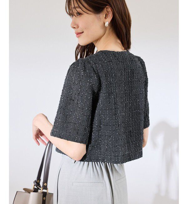 Rope&rsquo;Picnic「【サマー・ツイード】金ボタンカーディジャケット」|ノーカラージャケット|