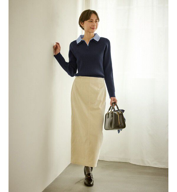 Rope&rsquo;Picnic「ダブルカラーミニケーブルニット」|ニット・セーター|