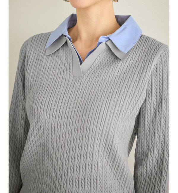 Rope&rsquo;Picnic「ダブルカラーミニケーブルニット」|ニット・セーター|