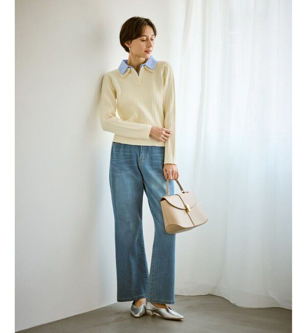 Rope&rsquo;Picnic「ダブルカラーミニケーブルニット」|ニット・セーター|