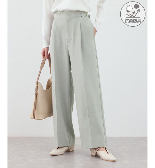 Rope&rsquo;Picnic「クリアツイルワイドパンツ/入卒式・セレモニー・セットアップ対応」|チノ|グリーンサブ(35)