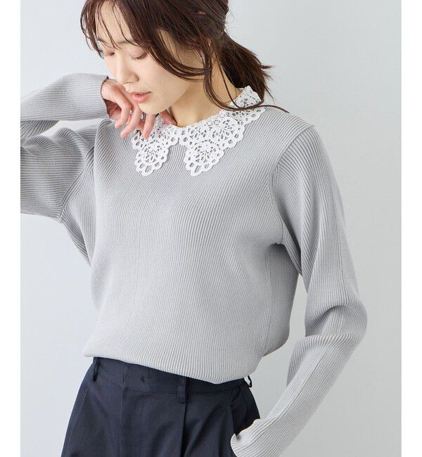 Rope&rsquo;Picnic「レースカラーニット」|ニット・セーター|