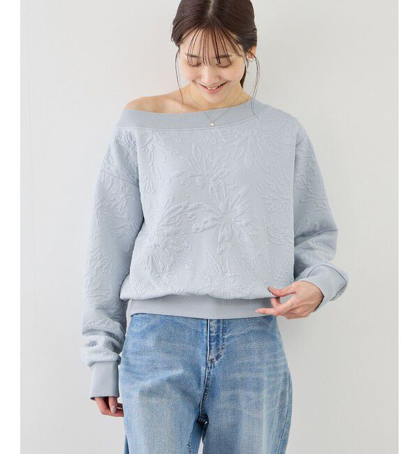 Rope&rsquo;Picnic「2WAYボートネック花柄ふくれジャガードプルオーバー」|スウェット・ジャージ|