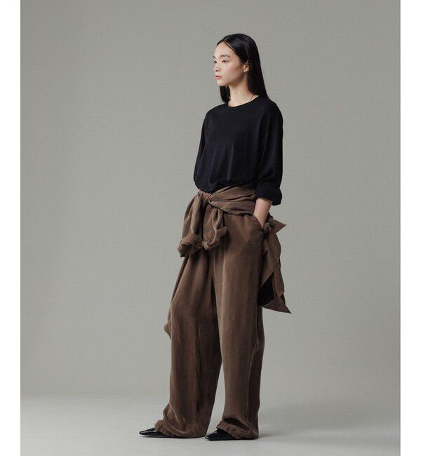 ADAM ET ROPE'「キュプラビスコース ワイドイージーパンツ  / セットアップ対応 」|チノ|