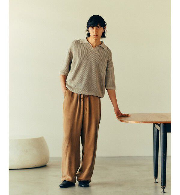 ADAM ET ROPE'「キュプラビスコース ワイドイージーパンツ  / セットアップ対応 」|チノ|