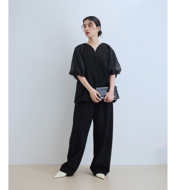 ADAM ET ROPE'「【WEB限定】シアーパフスリーブブラウス」|シャツ・ブラウス|