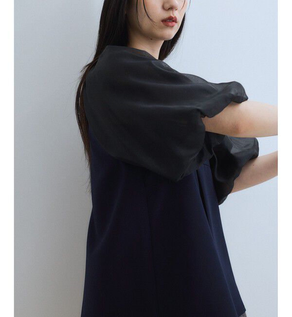 ADAM ET ROPE'「【WEB限定】シアーパフスリーブブラウス」|シャツ・ブラウス|