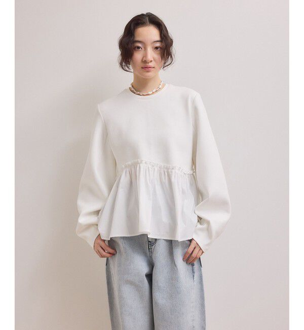 ADAM ET ROPE'「【WEB限定】ペプラムコンビプルオーバー」|Tシャツ・カットソー|