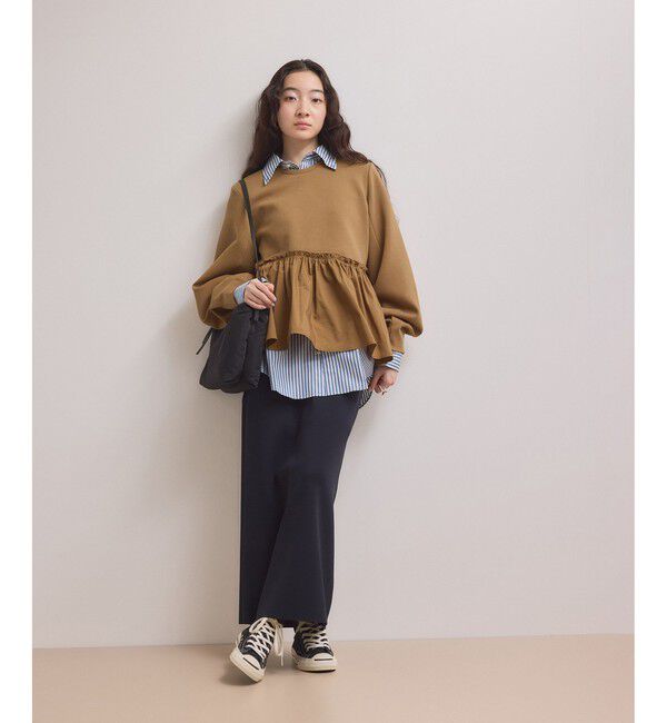 ADAM ET ROPE'「【WEB限定】ペプラムコンビプルオーバー」|Tシャツ・カットソー|