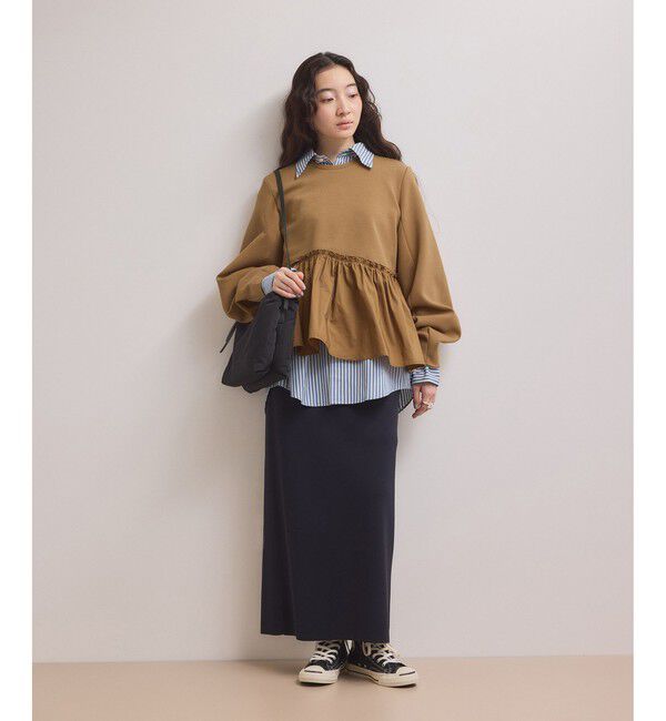 ADAM ET ROPE'「【WEB限定】ペプラムコンビプルオーバー」|Tシャツ・カットソー|