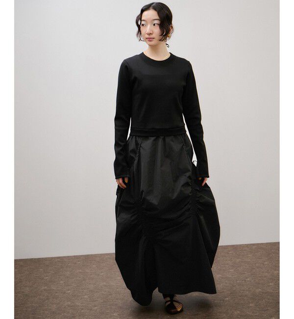 ADAM ET ROPE'「ランダムギャザーコンビワンピース」|ワンピース|