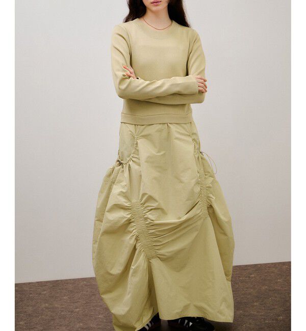 ADAM ET ROPE'「ランダムギャザーコンビワンピース」|ワンピース|