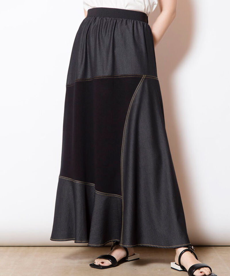  「切替フレアースカート」|フレア|BLACK