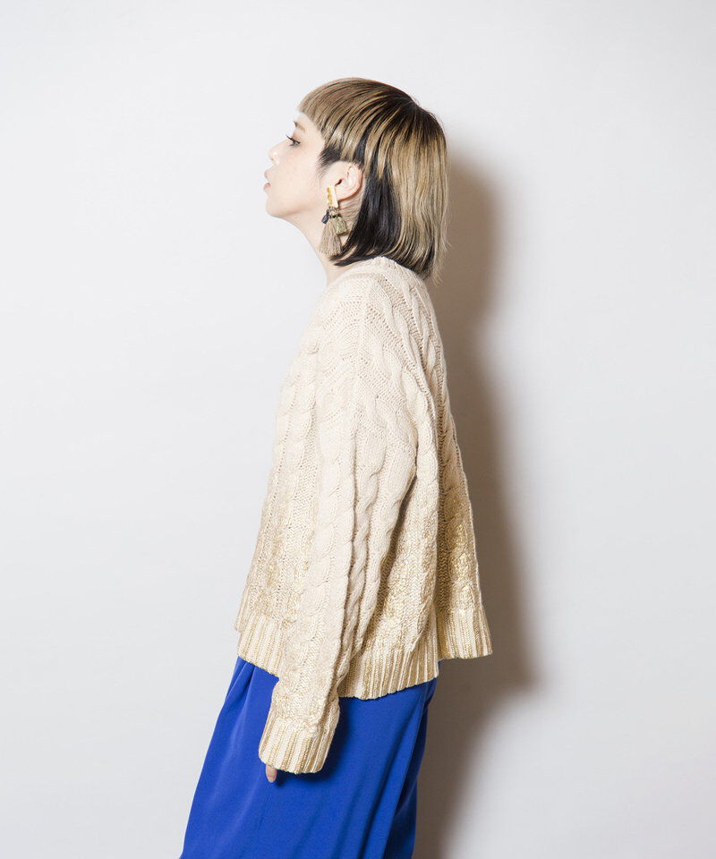  「グラデーションケーブルニットプルオーバー」|ニット・セーター|