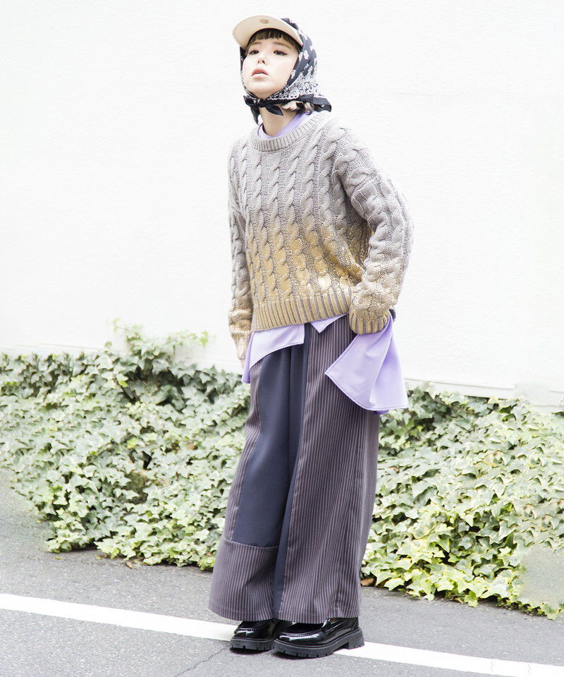  「グラデーションケーブルニットプルオーバー」|ニット・セーター|