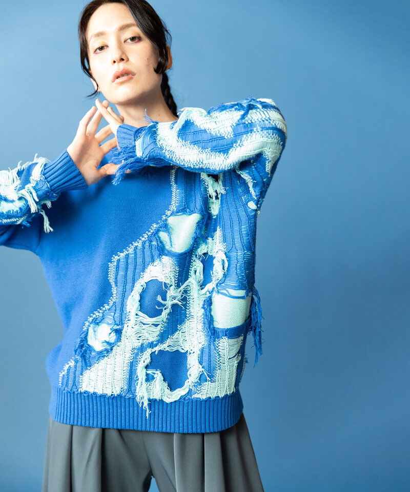  「2WAYフリンジニットプルオーバー」|ニット・セーター|