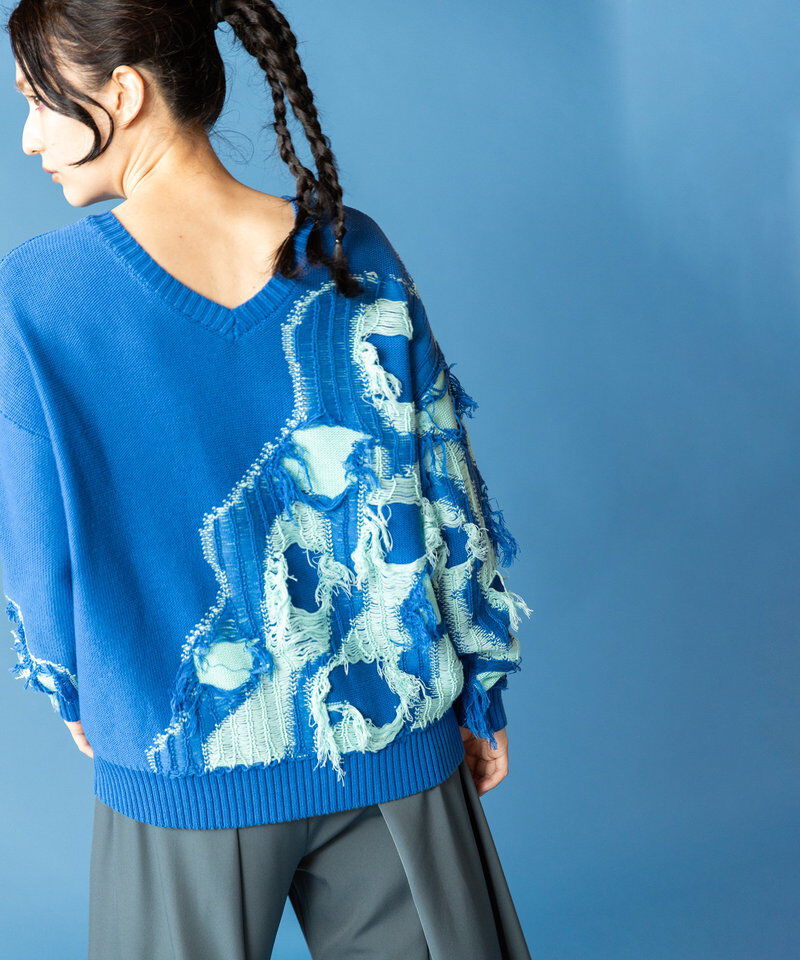  「2WAYフリンジニットプルオーバー」|ニット・セーター|