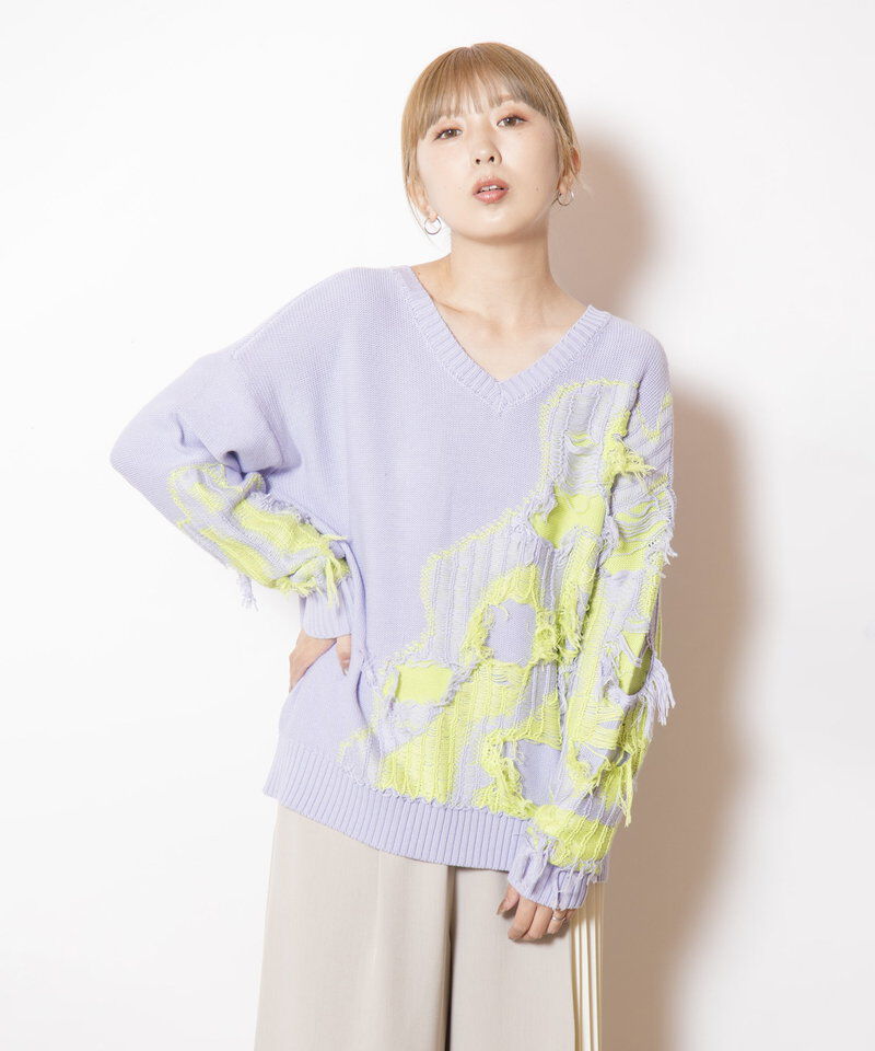  「2WAYフリンジニットプルオーバー」|ニット・セーター|