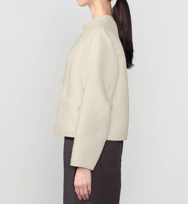 ORCIVAL「ORCIVAL | コットンポリジャカード ラウンドネックジャケット WOMEN」|ノーカラージャケット|