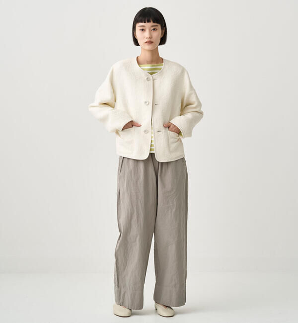 ORCIVAL「ORCIVAL | コットンポリジャカード ラウンドネックジャケット WOMEN」|ノーカラージャケット|