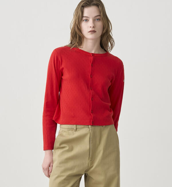 ORCIVAL「ORCIVAL | パターンメッシュ コットン クルーネックカーディガン WOMEN」|カーディガン|